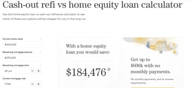 point.com cash out vs heloc calculator