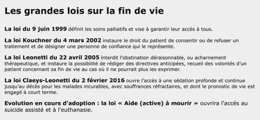 Les grandes lois sur la fin de vie en France