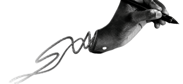 A hand holding a digital stylus pen with a glowing fiber optic cable wrist on a black background.