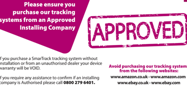 SmarTrack approved installer notice – Starmo Auto Electrics authorised fitting company for SmarTrack