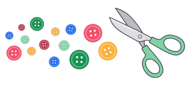 image bouton et ciseaux de couture
