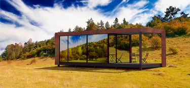 Luxury Mirrored Cabin reflecting the surrounding nature