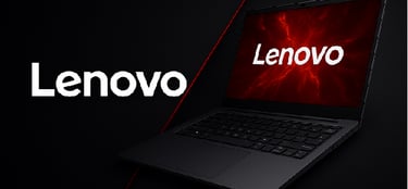 Laptop Lenovo performance avec écran rouge dynamique et design moderne – ordinateur Lenovo pour usag