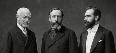 Foto de grupo generada con IA de Doménec Balet con su hijo Josep Balet y Enric Clarasó