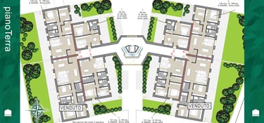 Planimetria del piano terra di Case Nove, nuovo intervento residenziale del Gruppo Findonati a Cremona