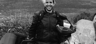 Dan next to his motorcyle
