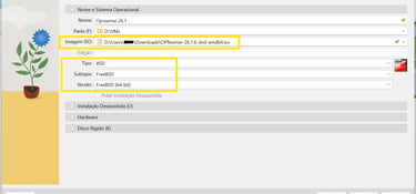 Configurando a imagem ISO e o sistema tipo FreeBSD