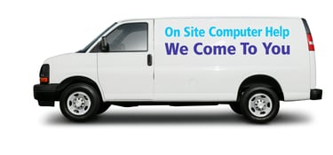 white van displaying on site computer help
