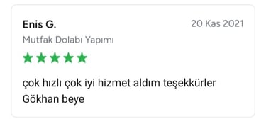 Enis isimli müşterinin hızlı ve iyi hizmet aldığını vurgulayan görsel
