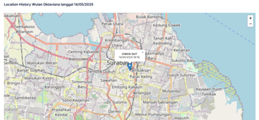 Tampilan Absensi real-time dengan fitur GPS tracking