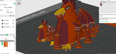 Bambu lab slicer preparing Emulab dragon chickens for production.