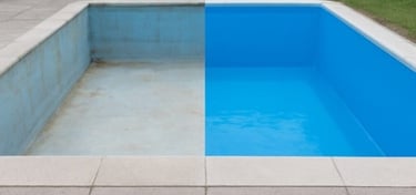 Pileta de hormigón plastificada por Masterplas. Reparación definitiva de rajaduras, grietas y pérdidas de agua con fibra de v