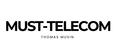 MUST-TELECOM brand logo featuring Thomas Musin name in black minimalist typography.