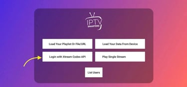 iptv smarter pro with highlited loging with xtream codes api option