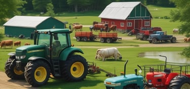 A gentle mother cow with her calf resting peacefully in a sunlit Illinois meadow.