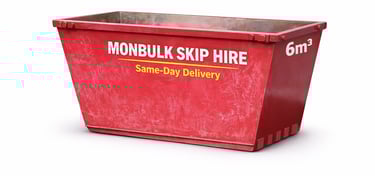 maroon 6m3 skip bin with monbulk skip hire same day delivery service on the side