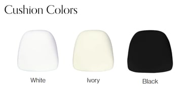 a white, black and ivory seat cushion Chiavari Chairs