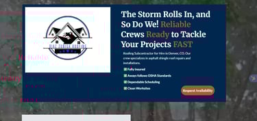 roofing website homepage SEO webpage