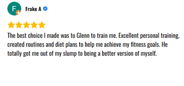 A google review for personal training in London England