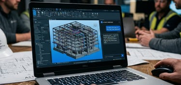 modèle BIM 3D dans Revit 2027 avec le panneau Autodesk Assistant IA