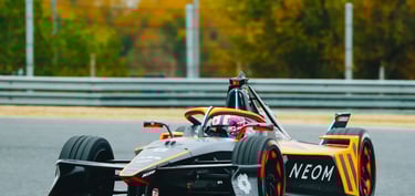 a formula E race car on track