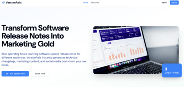 VersionRails Homepage Screenshot