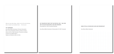 Beispiel für Textanordnung auf Trauerkarte und Danksagung