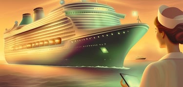 Foto de um navio representando emergência médica em cruzeiros. 