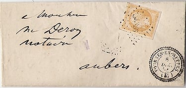 1858: Brief unter 7,5 g von FOURNES-EN-WEPPES nach AUBERS.