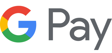 Official Google Pay logo with the colorful G icon and grey Pay text on a black background.