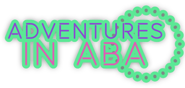 a green and purple logo with the words adventures in ABA therapy