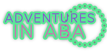 a green and purple logo with the words adventures in ABA therapy