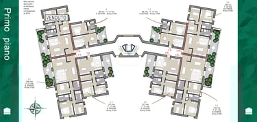 Planimetria del primo piano di Case Nove, nuovo intervento residenziale del Gruppo Findonati a Cremona