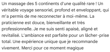 avis sur le massage des continents