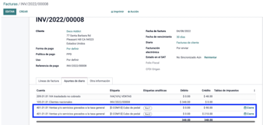 montos repartidos en la etiqueta que corresponde