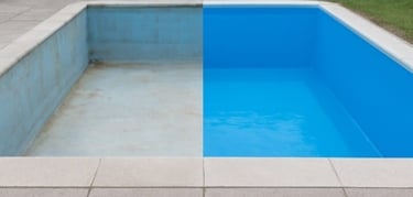 Pileta de hormigón plastificada por Masterplas. Reparación definitiva de rajaduras, grietas y pérdidas de agua con fibra de v