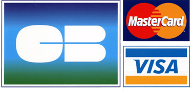 Accepted credit card logos featuring Carte Bleue CB, MasterCard, and Visa payment methods.