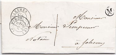 1850: Lettre de SOMMAING (boîte rurale M) pour SOLESMES.