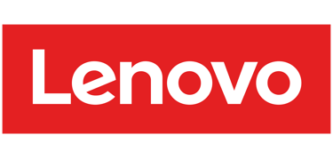 a red and white lenovo logo on a red background
