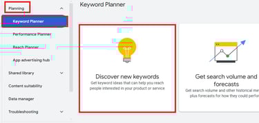 Keyword planner Google Ads
