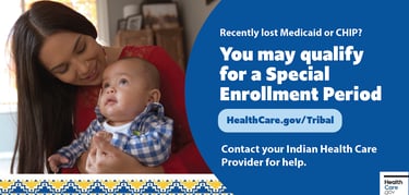 a woman holding a baby in her arms and text talking about special enrollment periods for medicaid