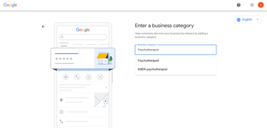 Google business profile setup select business category