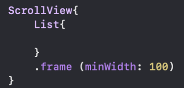Snippet ScrollView containing a List
