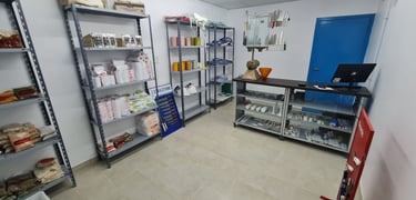 a room with shelves and shelves with shelves and shelves