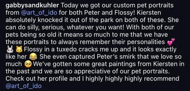 Pet portrait review from client