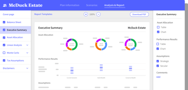 ui displaying how user can customize a report
