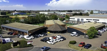 an aerial view of a business centre in scunthorpe