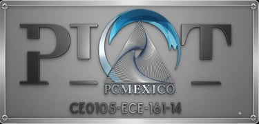 PCMEXICO metallic industrial plaque featuring the PIAT logo and technical serial number.