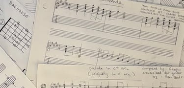 My scores of piano music arranged for guitar, book coming soon!