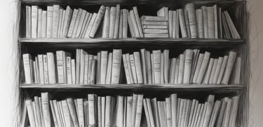 Link alla pagina "Copertine". L'immagine è una libreria in bianco e nero